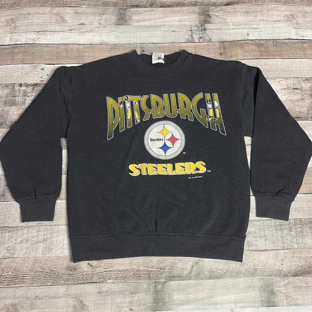 Pittsburgh Steelers Sweatshirt Size Medium Black Vintage 90s Nutmeg NFL Football